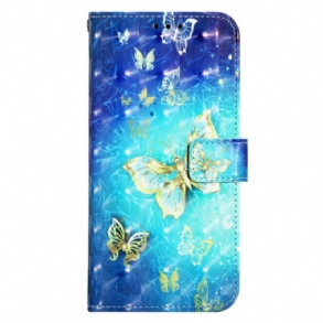 Bőrtok Xiaomi Redmi Note 13 4g Arany Pillangók