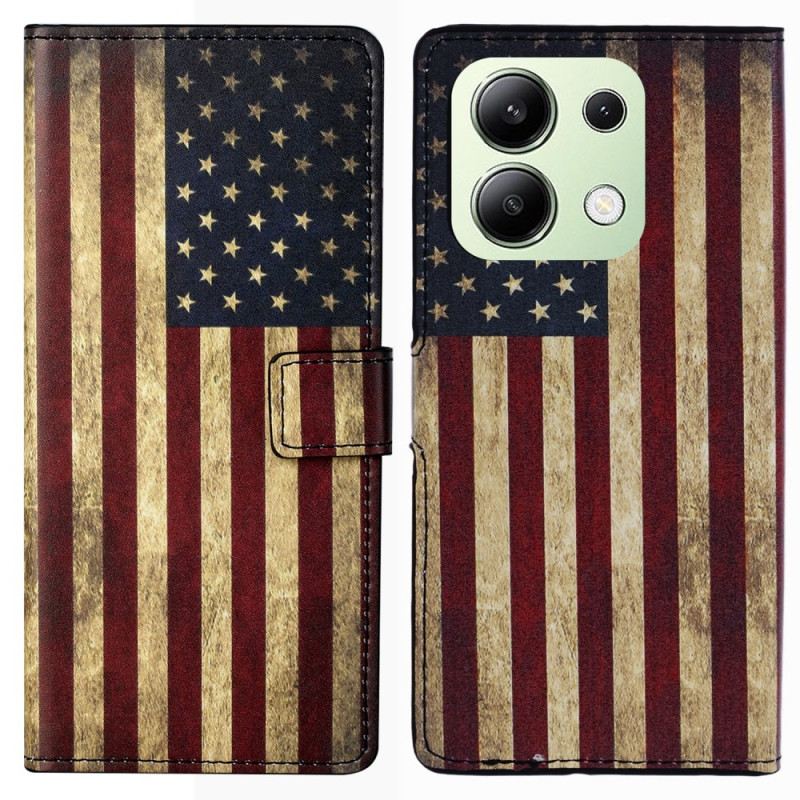 Bőrtok Xiaomi Redmi Note 13 4g Vintage Amerikai Zászló