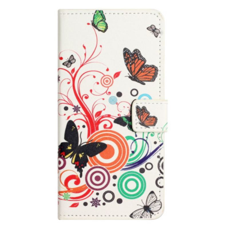 Fliptok Xiaomi Redmi Note 13 4g Pillangók Fehér Alapon