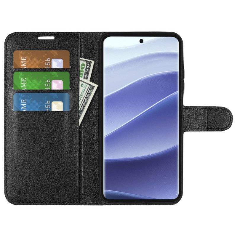 Bőrtok Xiaomi Redmi Note 14 Pro 5g Klasszikus Licsi Műbőr