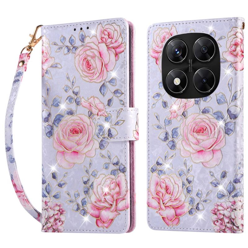 Fliptok Xiaomi Redmi Note 14 Pro 5g Rfid-blokkoló Virágmintás