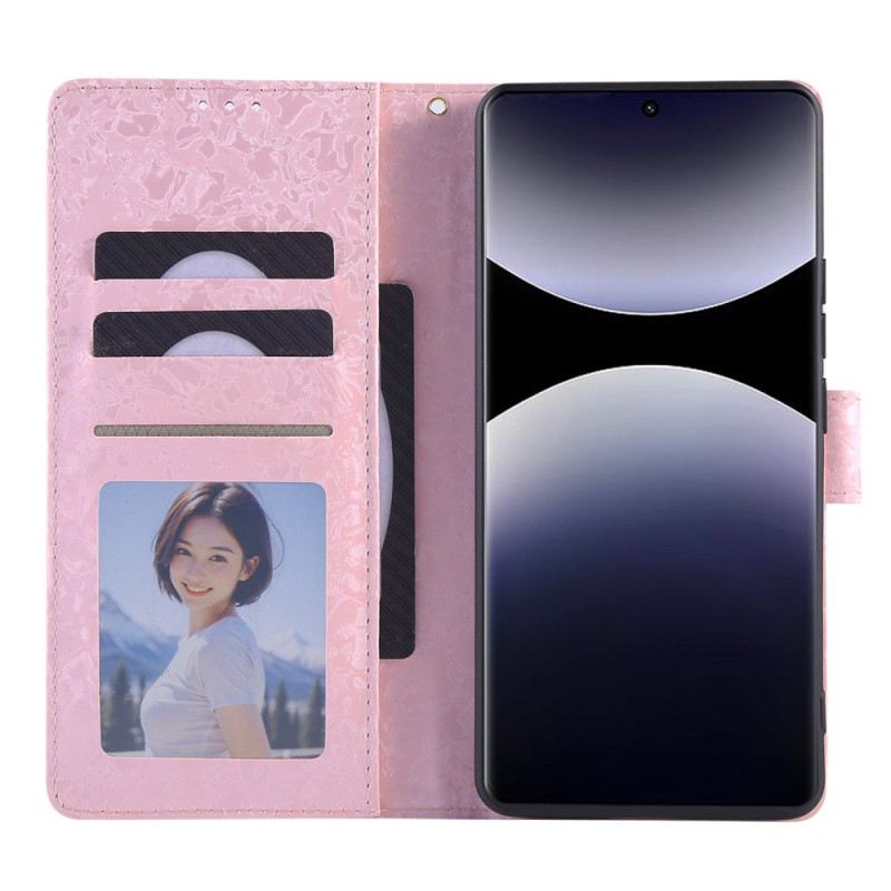 Fliptok Xiaomi Redmi Note 14 Pro 5g Rfid-blokkoló Virágmintás