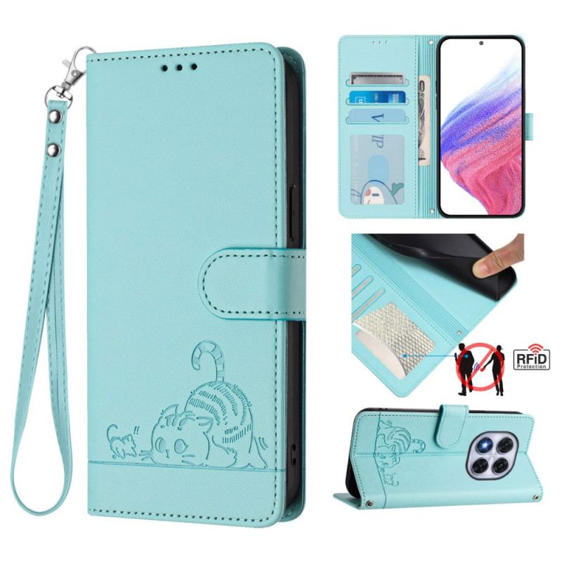 Fliptok Xiaomi Redmi Note 14 Pro 5g Rfid Védelemmel Ellátott Macskajelenet