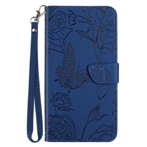 Kinyitható Bőrtok Xiaomi Redmi Note 14 Pro 5g Pillangóminta Pánttal