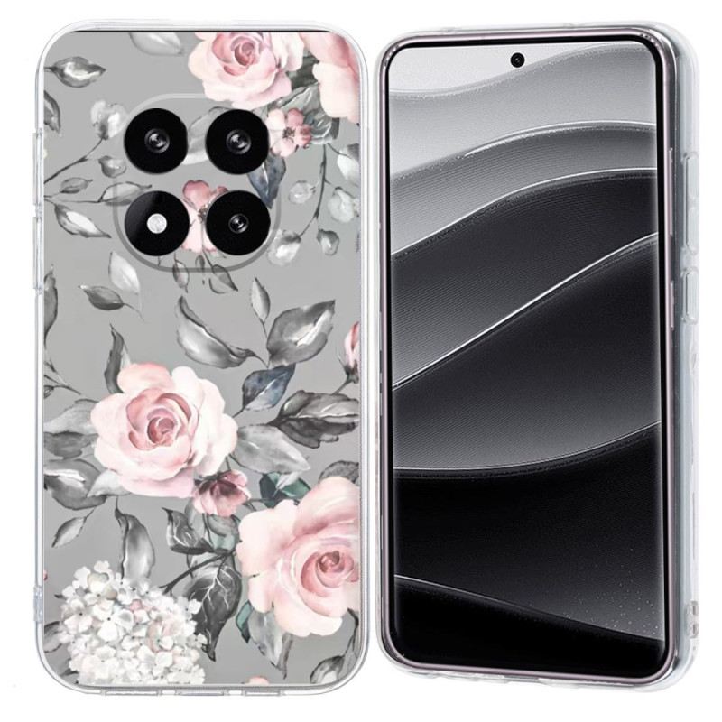 Tok Xiaomi Redmi Note 14 Pro 5g Virágminta Szürke Háttéren