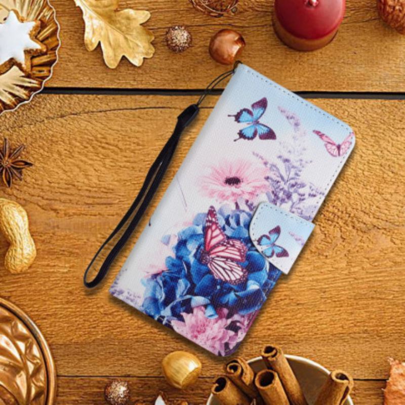 Fliptok / Bőrtok Xiaomi 11T / 11T Pro Virágcsokor És Pillangók