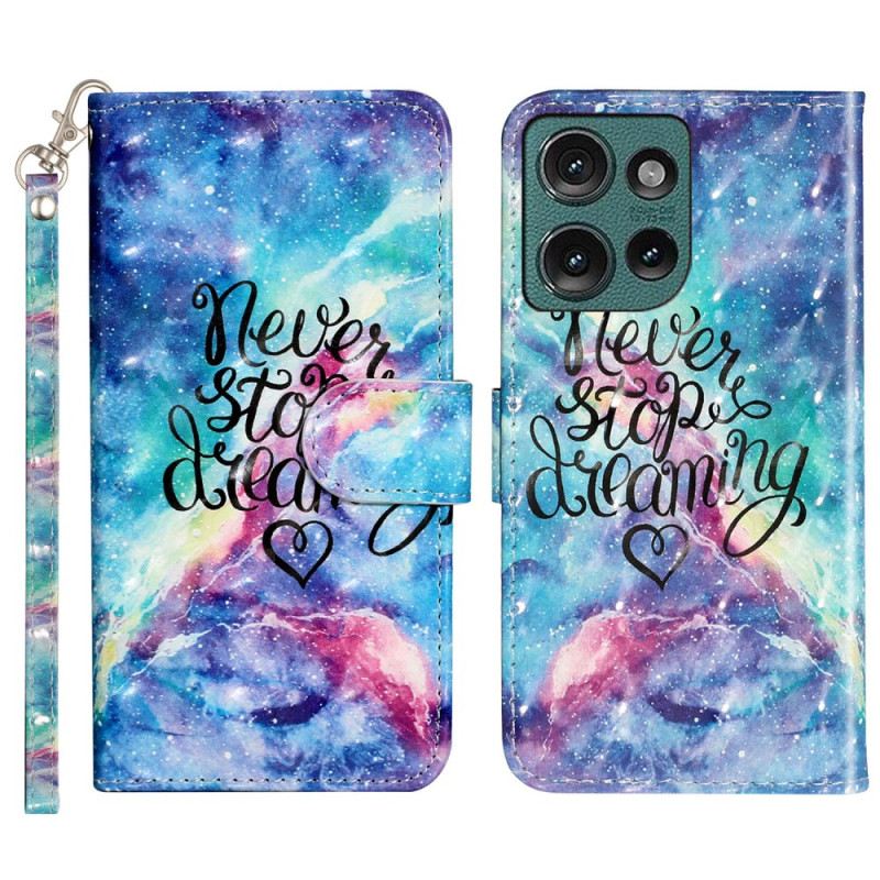 Bőrtok Motorola Edge 50 Csillagos Égbolt Szíjjal