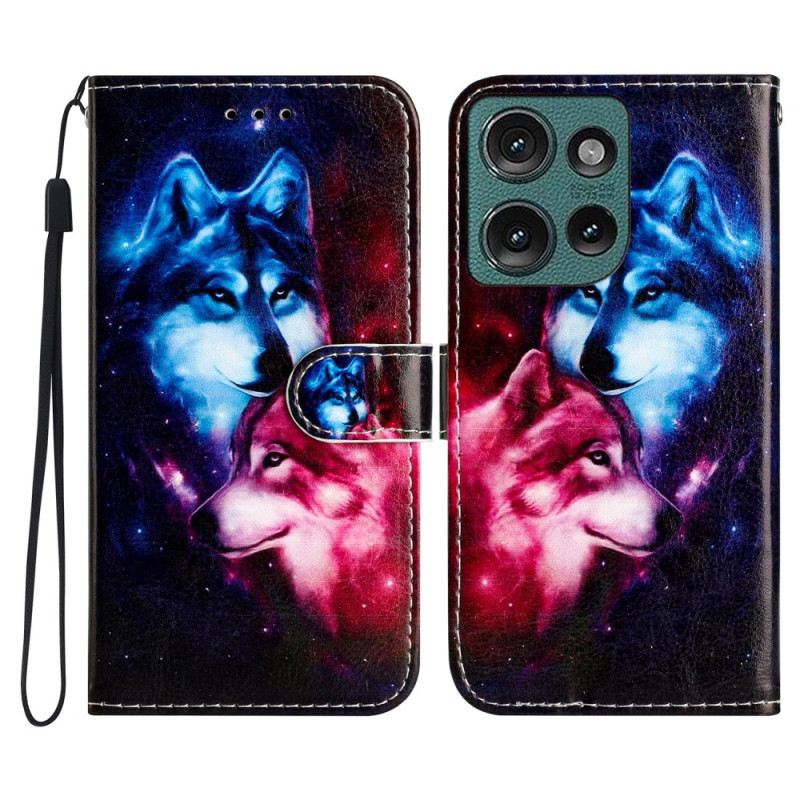 Bőrtok Motorola Edge 50 Farkaspár