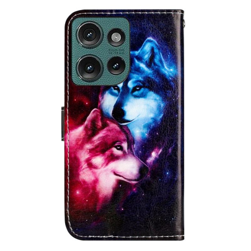 Bőrtok Motorola Edge 50 Farkaspár