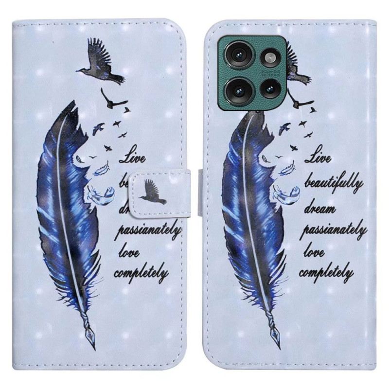 Bőrtok Motorola Edge 50 Kék Toll