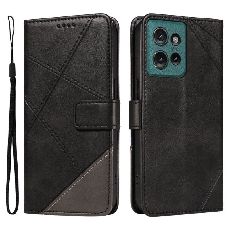 Bőrtok Motorola Edge 50 Kéttónusú Vonalak