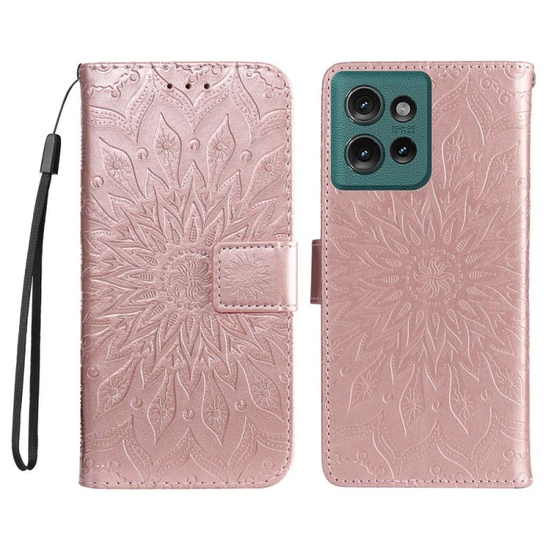 Bőrtok Motorola Edge 50 Mandala Szíjjal