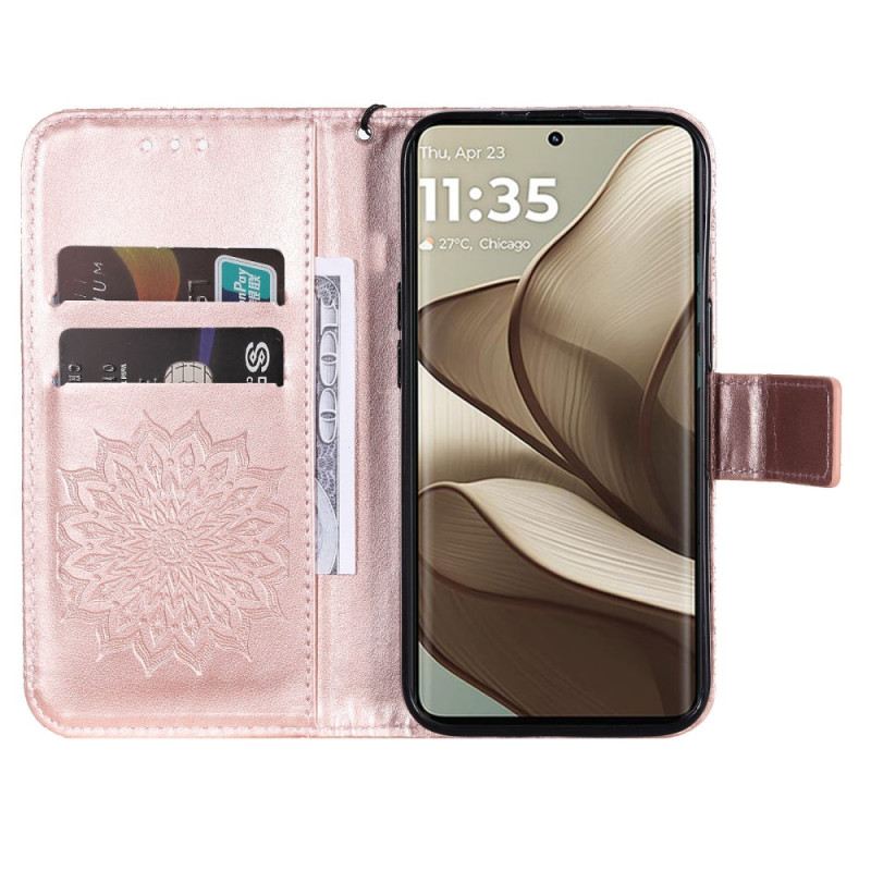 Bőrtok Motorola Edge 50 Mandala Szíjjal