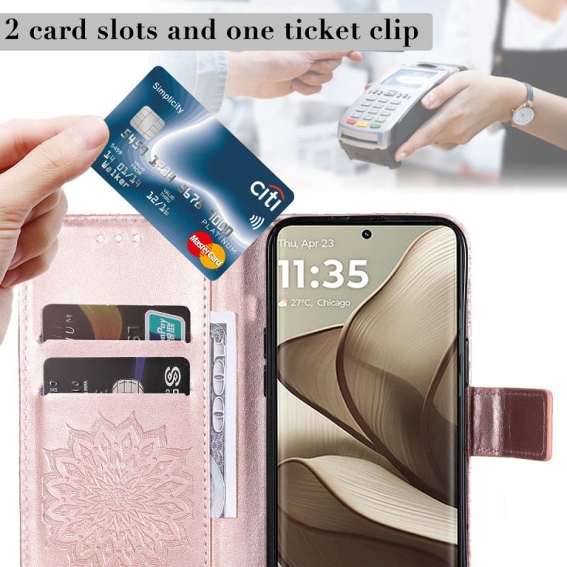 Bőrtok Motorola Edge 50 Mandala Szíjjal