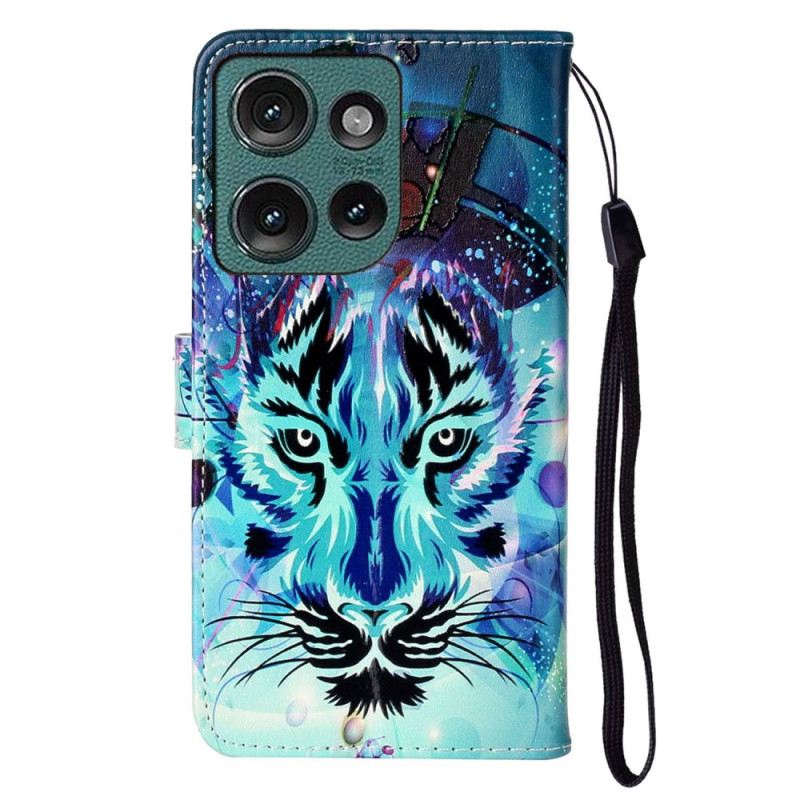 Bőrtok Motorola Edge 50 Prémium Farkas