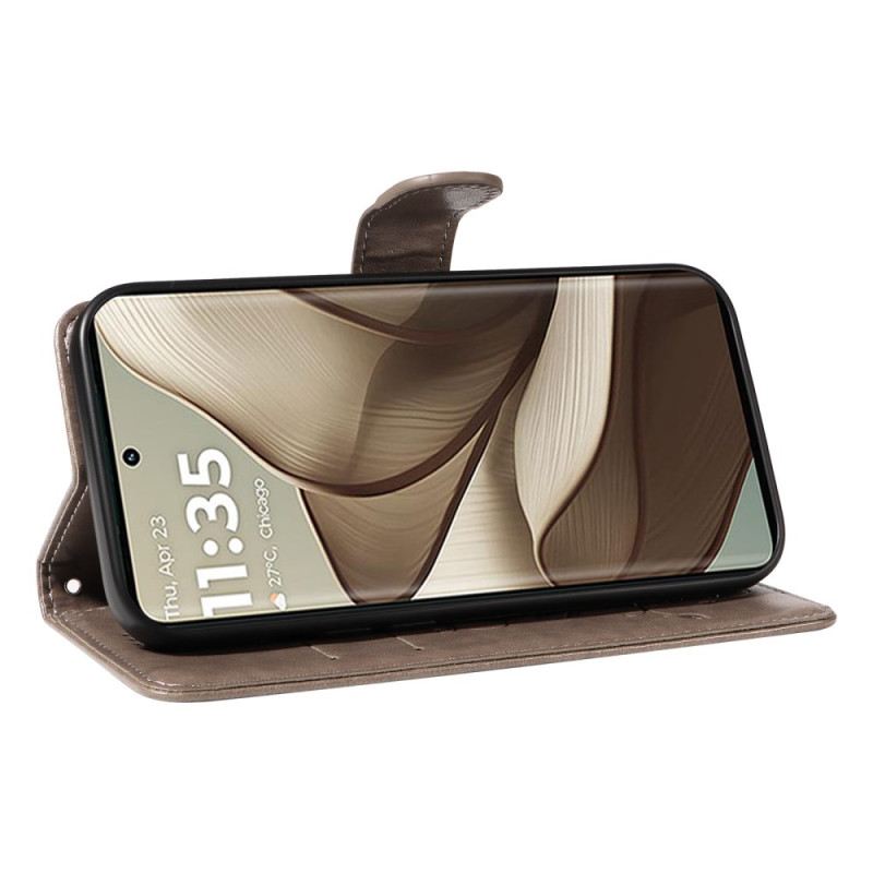 Bőrtok Motorola Edge 50 Virágmintás