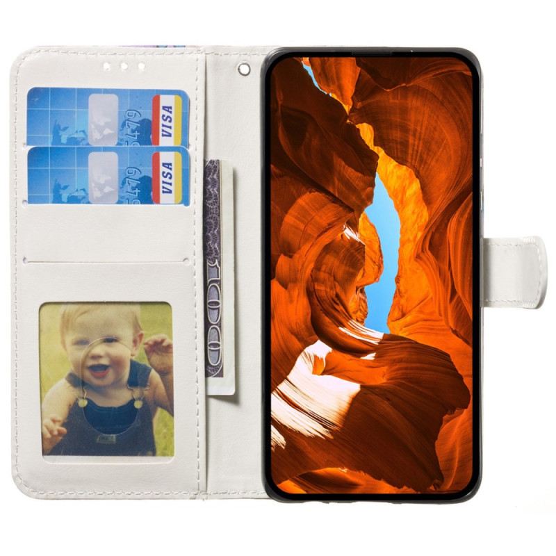 Fliptok Motorola Edge 50 Prémium Virágok Pánttal