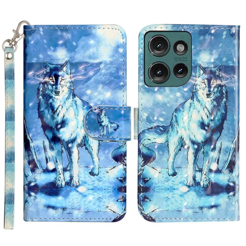 Kinyitható Bőrtok Motorola Edge 50 Pántos Hófarkas