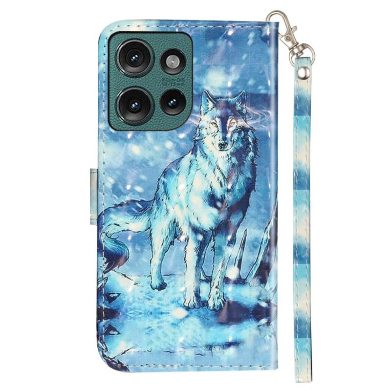 Kinyitható Bőrtok Motorola Edge 50 Pántos Hófarkas