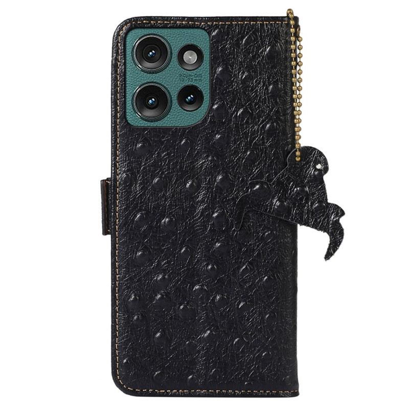 Kinyitható Bőrtok Motorola Edge 50 Rfid Blokkolás És Strucc Textúra