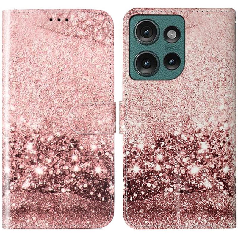 Kinyitható Bőrtok Motorola Edge 50 Rózsarany Márvány