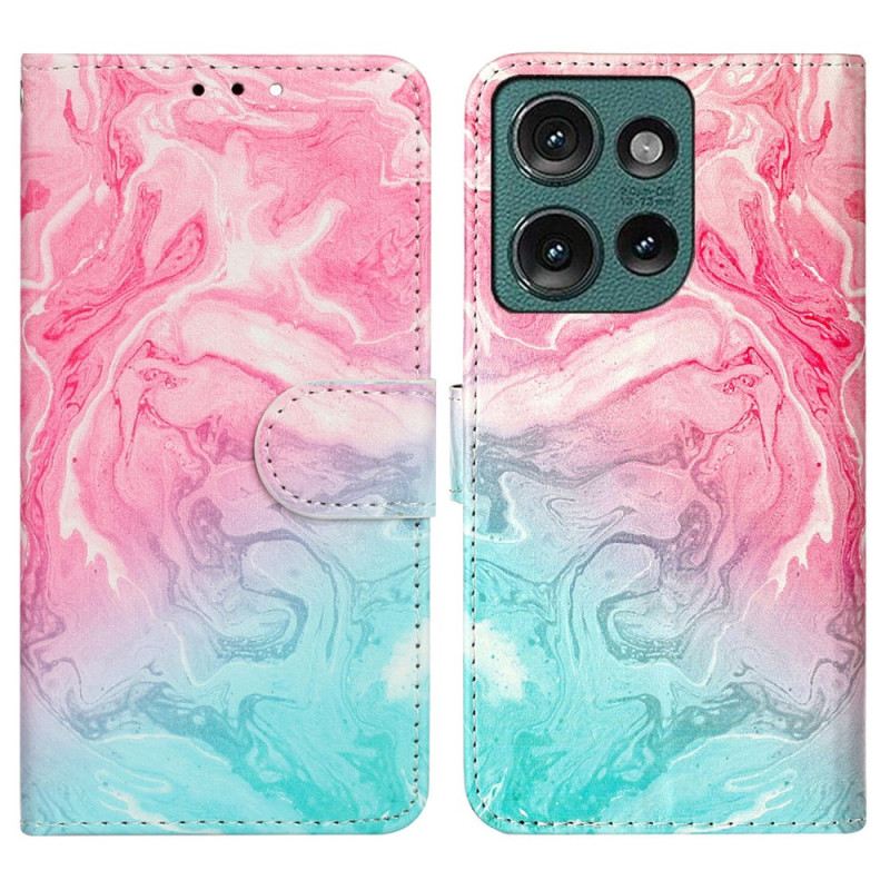 Kinyitható Tokok Motorola Edge 50 Rózsaszín És Zöld Márvány