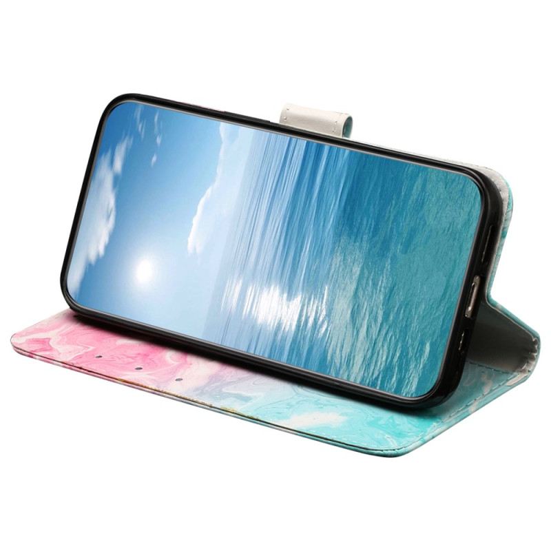 Kinyitható Tokok Motorola Edge 50 Rózsaszín És Zöld Márvány