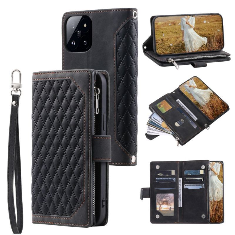 Bőrtok Xiaomi 14 Steppelt Pénztárca Szíjjal