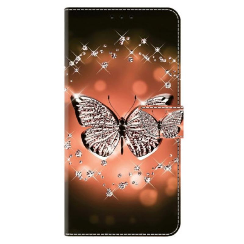 Kinyitható Bőrtok Xiaomi 14 Kristálypillangók