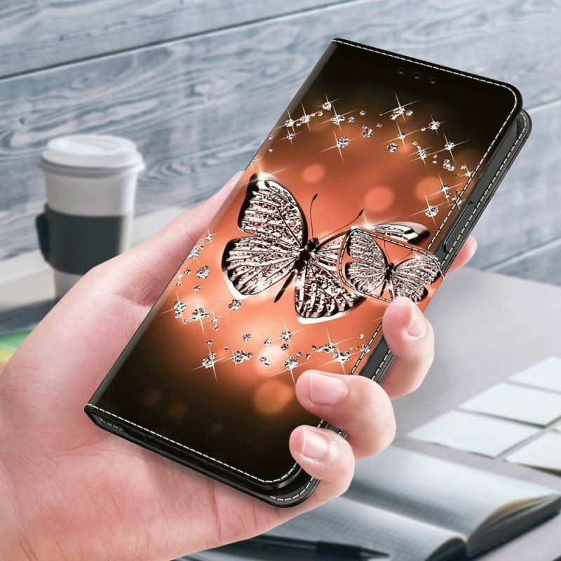 Kinyitható Bőrtok Xiaomi 14 Kristálypillangók