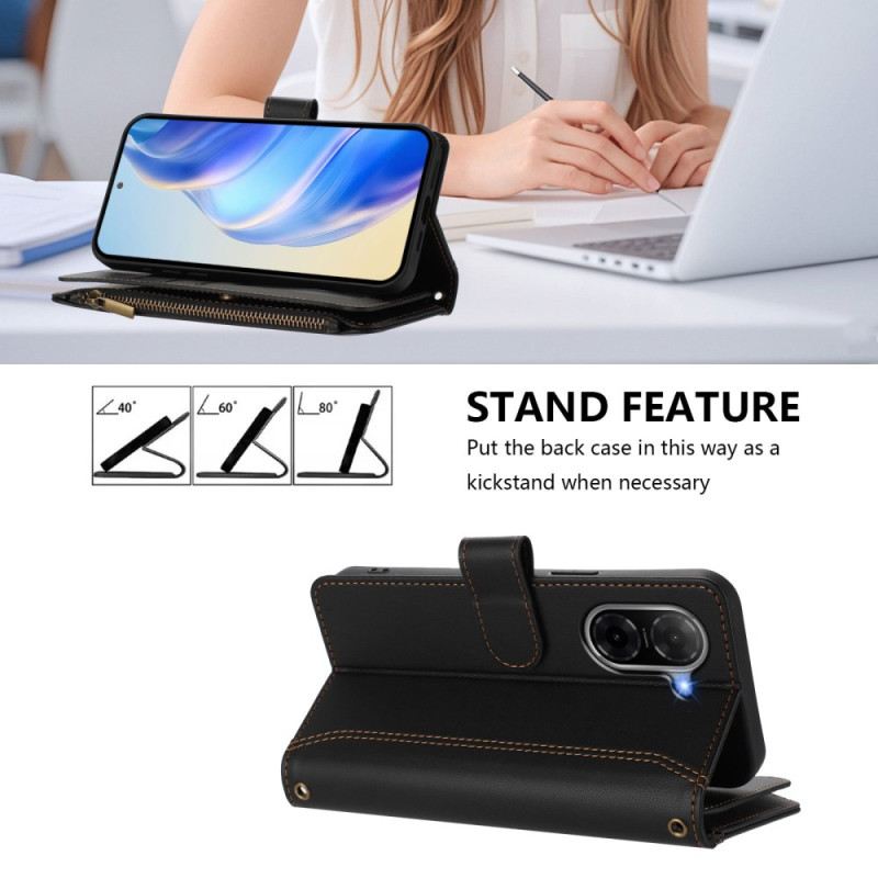 Bőrtok Poco C71 9 Kártyás Rekeszes Pénztárca Nyakpánttal