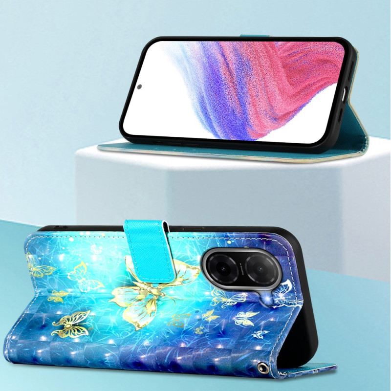 Bőrtok Poco C71 Arany Pillangók