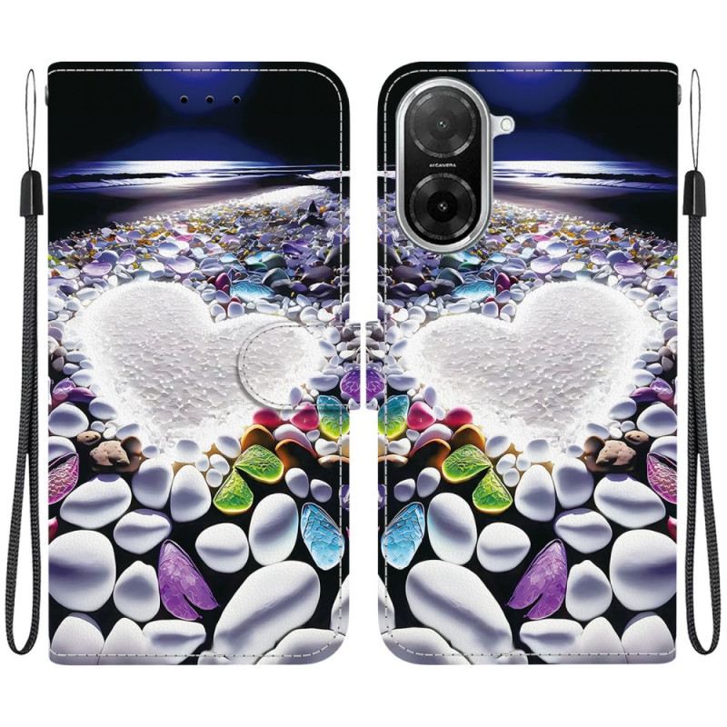 Bőrtok Poco C71 Fehér Szív