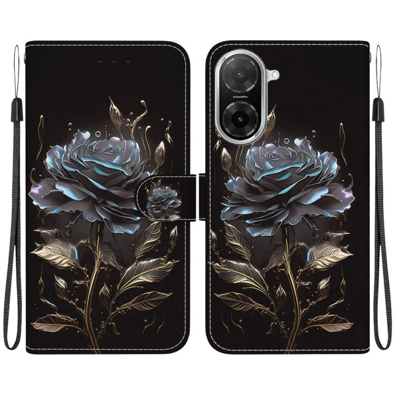 Bőrtok Poco C71 Fekete Rózsa