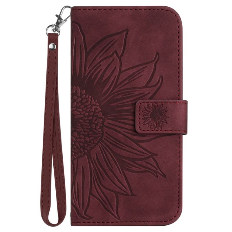 Bőrtok Poco C71 Napraforgóminta Pánttal