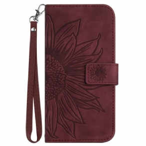 Bőrtok Poco C71 Napraforgóminta Pánttal