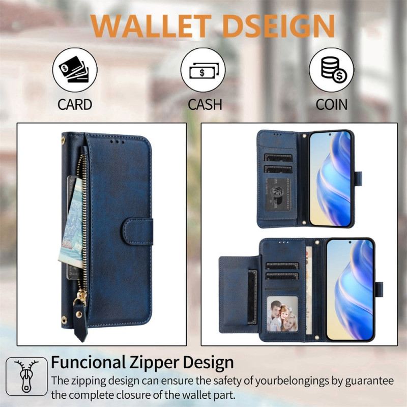 Bőrtok Poco C71 Pénztárca Pánttal