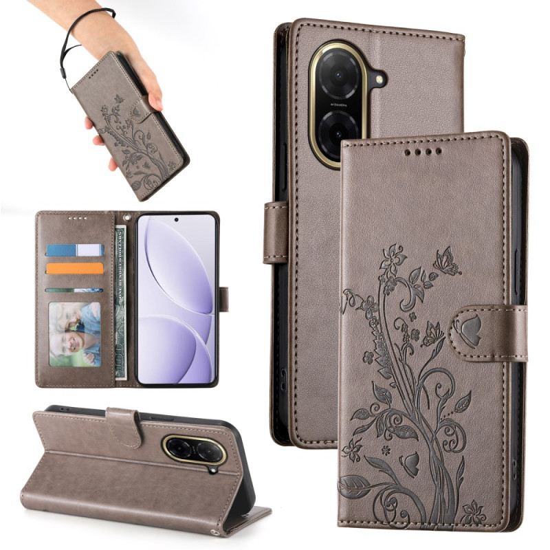 Bőrtok Poco C71 Virágmintás