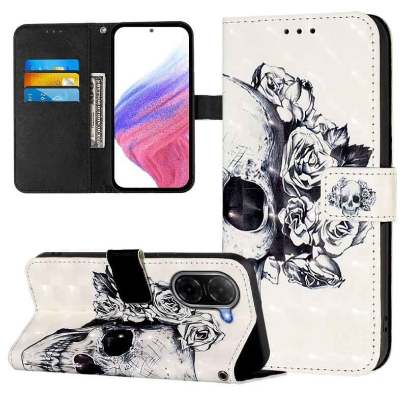 Bőrtok Poco C71 Virágos Koponya