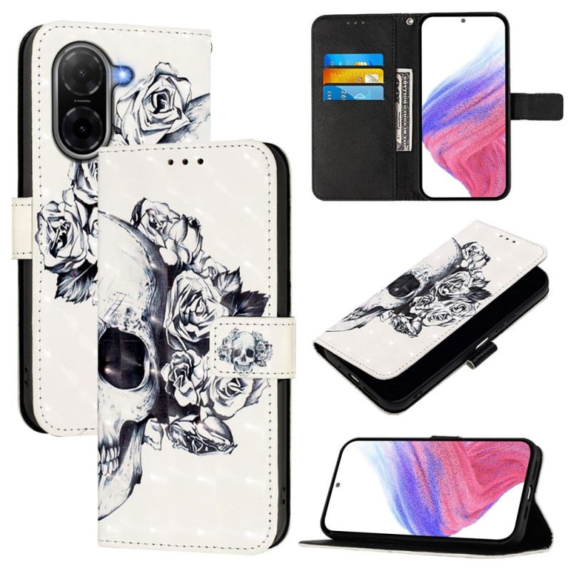 Bőrtok Poco C71 Virágos Koponya