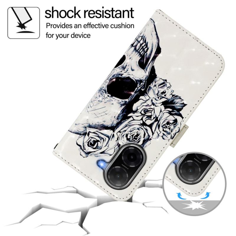 Bőrtok Poco C71 Virágos Koponya