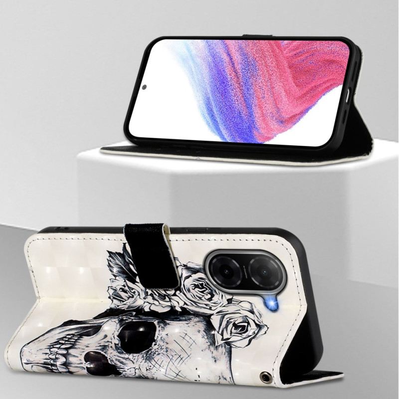 Bőrtok Poco C71 Virágos Koponya