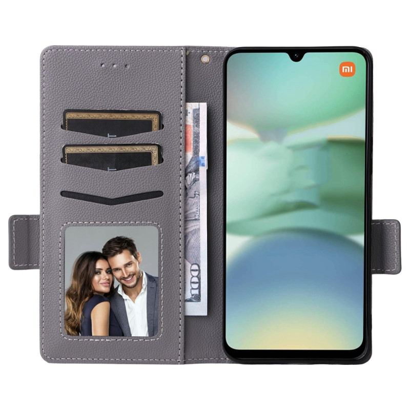 Kinyitható Bőrtok Poco C71 Licsi Mintás Texturált Nyakpánt