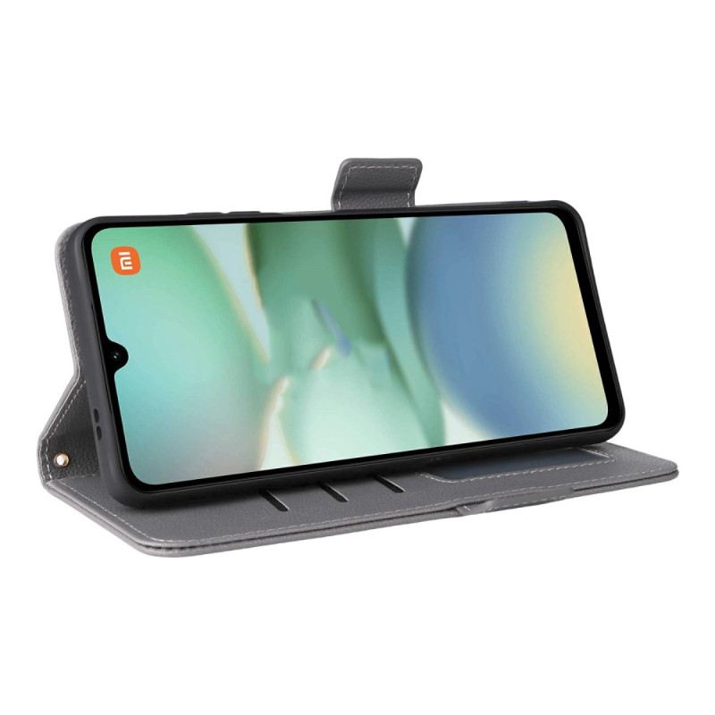 Kinyitható Bőrtok Poco C71 Licsi Mintás Texturált Nyakpánt