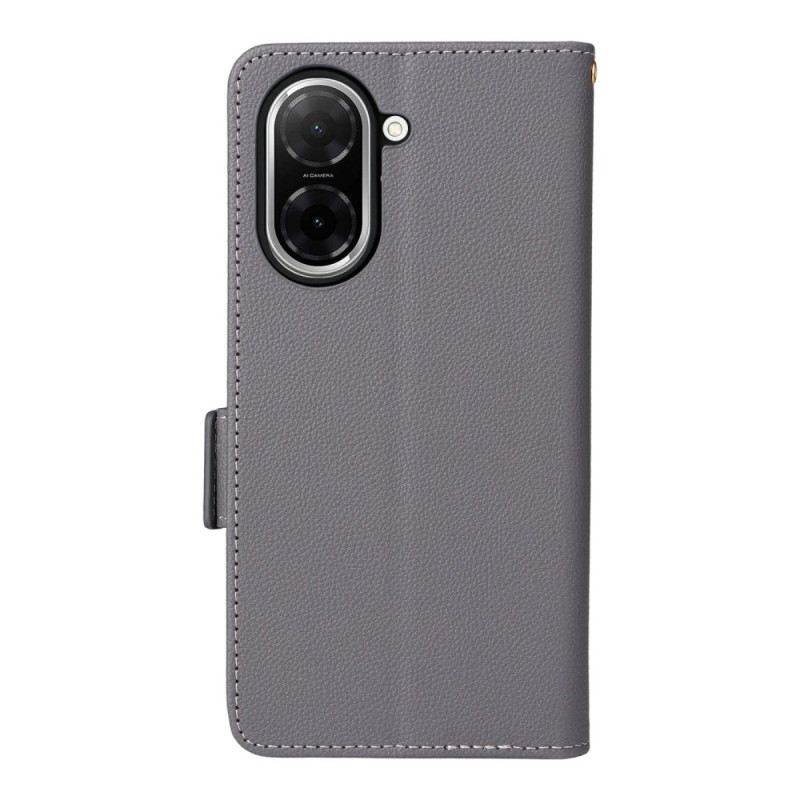 Kinyitható Bőrtok Poco C71 Licsi Mintás Texturált Nyakpánt