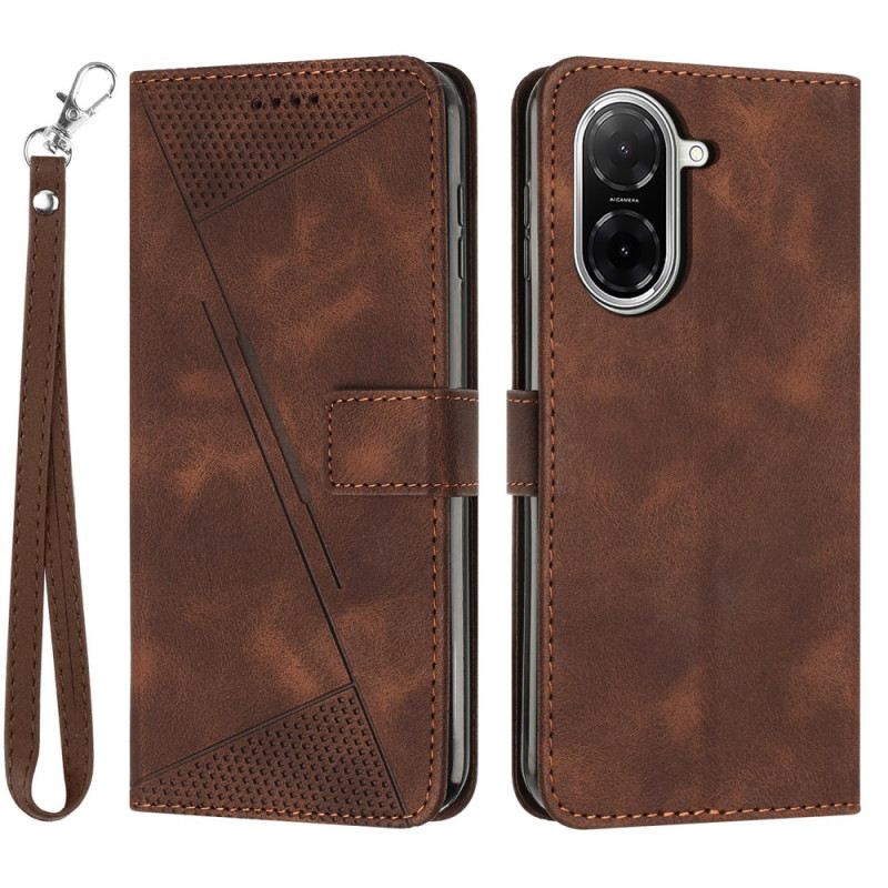 Kinyitható Bőrtok Poco C71 Vonalminta Pánttal