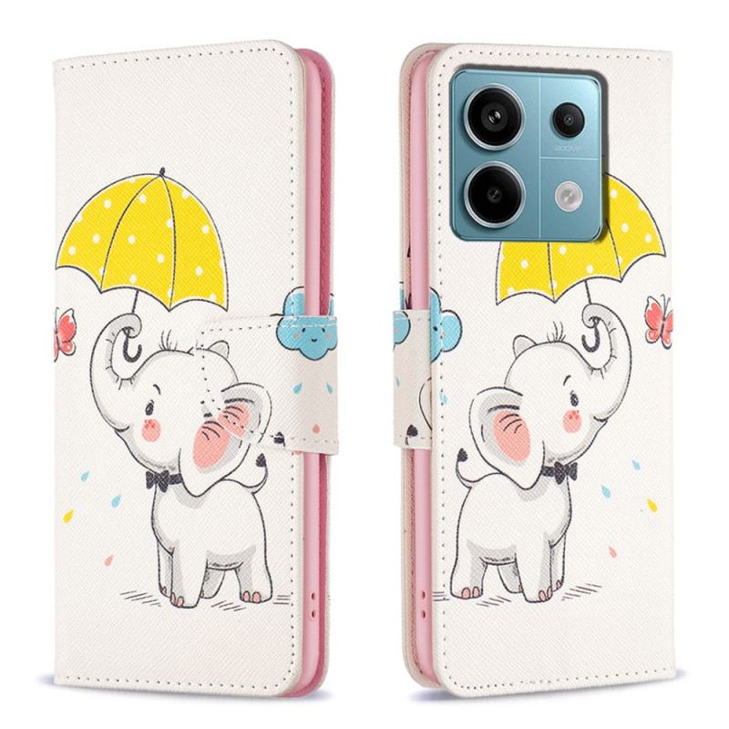 Bőrtok Xiaomi Redmi Note 13 Pro 5g Esernyő És Elefánt