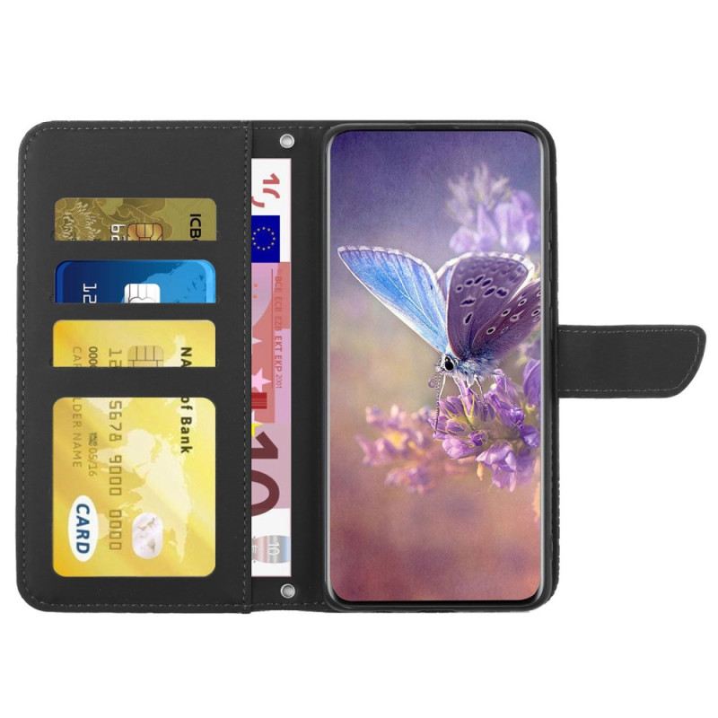 Fliptok / Bőrtok iPhone 14 Pro Pillangók És Vállpánt
