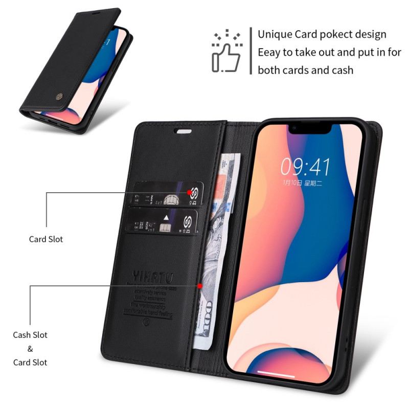 Fliptok iPhone 14 Pro Bőrtok Dekoratív Szegecsek