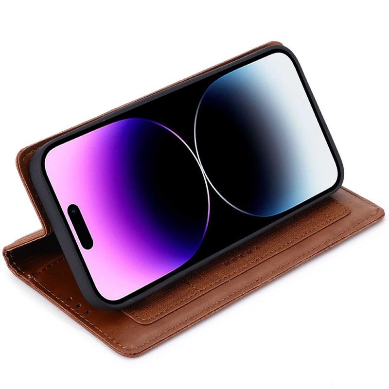 Fliptok iPhone 14 Pro Bőrtok Rfid Vászon Stílus